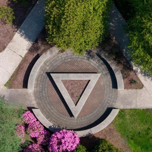 Aerial view of triangle pathway